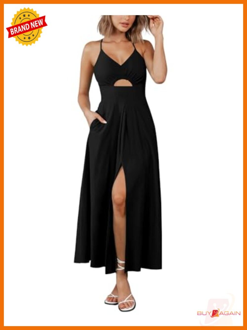 Spaghetti Strap Cutout Maxi Dress Sleeveless Beach Vacation Dress
